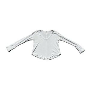 White Long Sleeve V-Neck Top